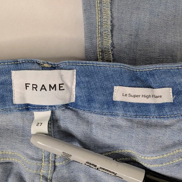 FRAME Le Super High Flare Jeans Women's 27 Blue Light Wash Denim High Rise - Picture 2 of 9